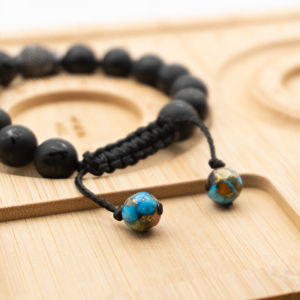 Sanskrit Buddha Gunmetal Bracelet | Macramé | 10mm