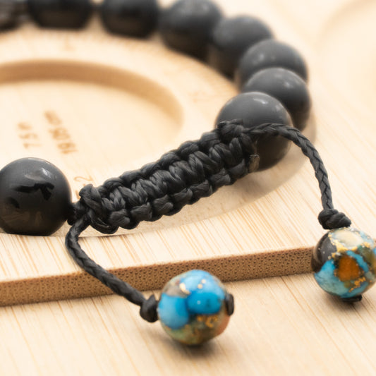 Sanskrit Buddha Gunmetal Bracelet | Macramé | 10mm